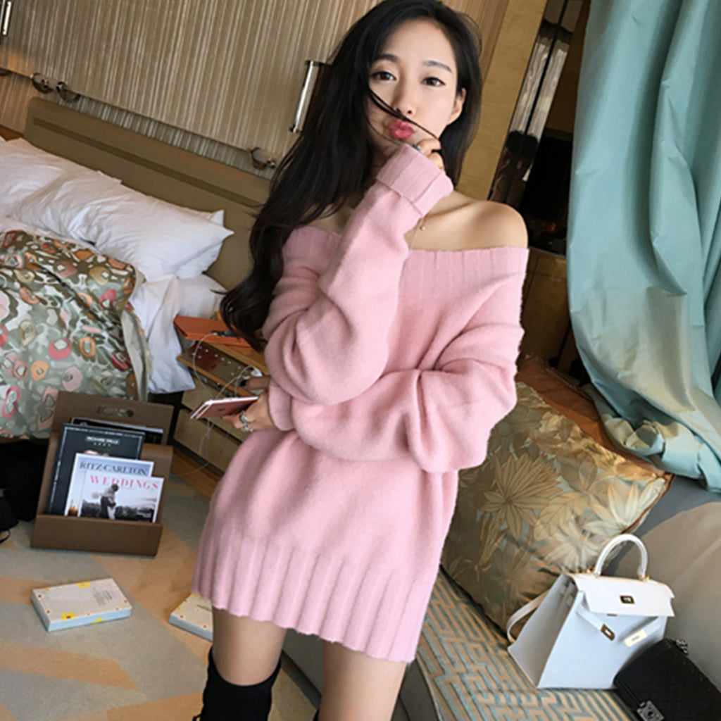 韓国 ゆったり感 オフショル バルーン袖 トレーナー 秋冬新品