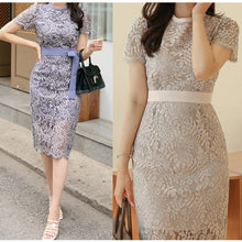 画像をギャラリービューアに読み込む, パーティードレス レースワンピース 上品 エレガント 結婚式 ワンピース 2色