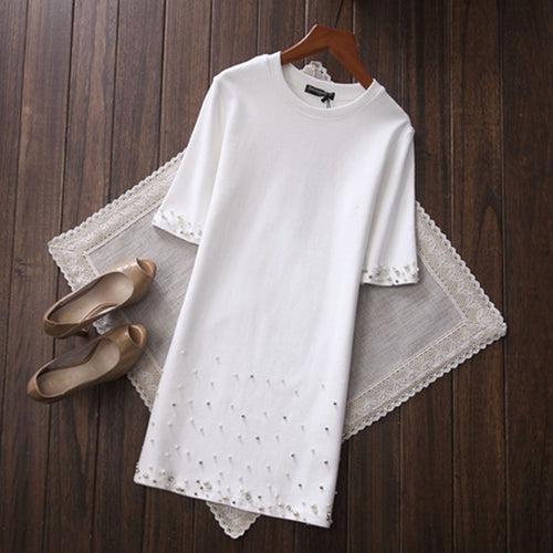 レディース パールディテール ニット調 ワンピース 秋冬新品 2色