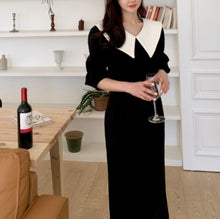 画像をギャラリービューアに読み込む, ビックカラーワンピース  レデイース  ブラック