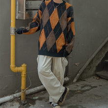 画像をギャラリービューアに読み込む, ユニセックス ニット セーター 柄 メンズ ゆったり アーガイル