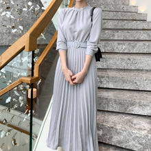 画像をギャラリービューアに読み込む, プリーツワンピース ロングワンピ 結婚式 パーティードレス 長袖