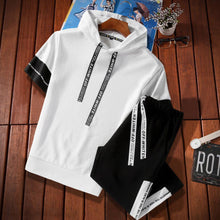 画像をギャラリービューアに読み込む, パーカー メンズ 半袖 スウェット ジャージ 上下セットアップ カジュアル 2色