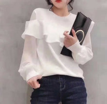 画像をギャラリービューアに読み込む, シースルーフリルニット  レデイース ブラック