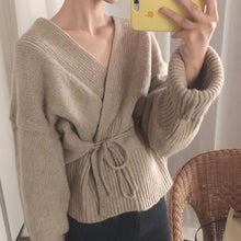 画像をギャラリービューアに読み込む, 30%OFF カシュクールオープンニットカーディガン セーター Vネック 秋冬 2色