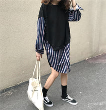 画像をギャラリービューアに読み込む, レディース ドッキング ワンピース 韓国風  コントラストカラー 秋冬