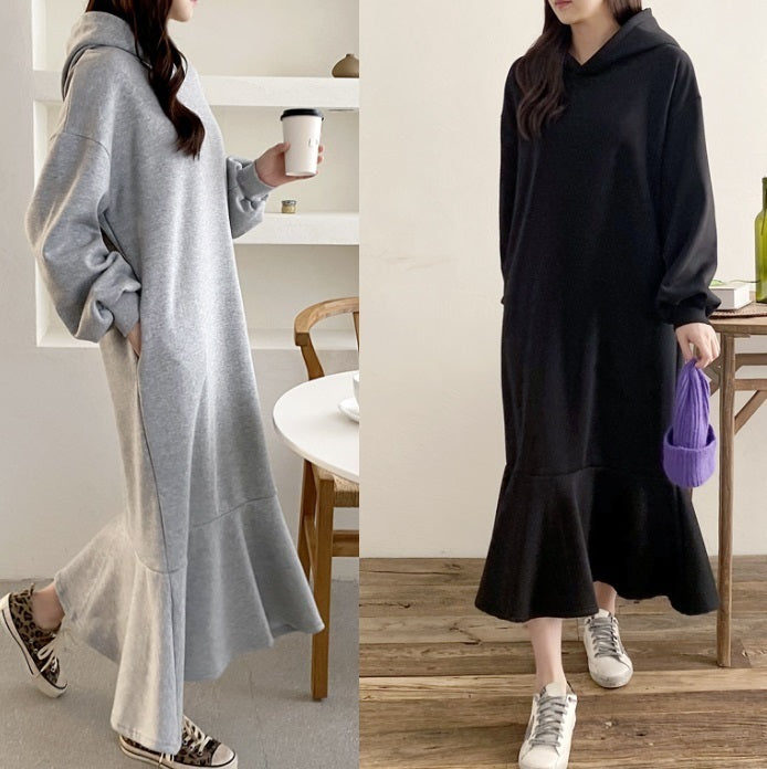 パーカーワンピース ロングワンピース スウェットワンピース