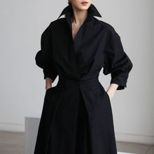 画像をギャラリービューアに読み込む, ワンピース 長袖 Ａライン スキッパー ロング丈