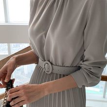 画像をギャラリービューアに読み込む, プリーツワンピース ロングワンピ 結婚式 パーティードレス 長袖