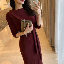 画像をギャラリービューアに読み込む, パーティードレス 無地 リボンベルト エレガント 上品