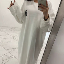 画像をギャラリービューアに読み込む, ワンピース ロゴ スウェット シンプル カジュアル ロング