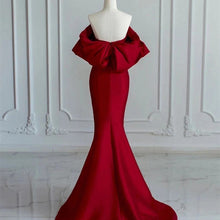 画像をギャラリービューアに読み込む, オフショルダー パフスリーブ サテンマーメイドドレス  2色