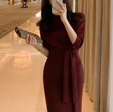 画像をギャラリービューアに読み込む, パーティードレス 無地 リボンベルト エレガント 上品