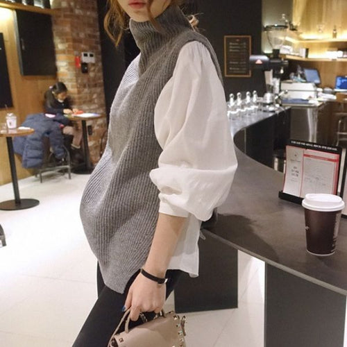 シャツ バルーンスリーブ トップス ノーカラー