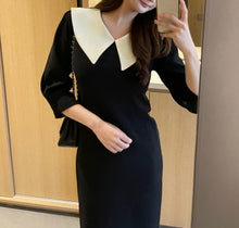 画像をギャラリービューアに読み込む, ビックカラーワンピース  レデイース  ブラック