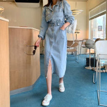 画像をギャラリービューアに読み込む, デニムワンピース サイドベルト ポケット