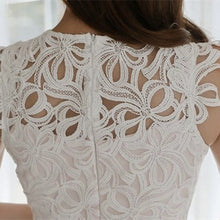 画像をギャラリービューアに読み込む, 総レース お呼ばれ ノースリ ホワイト ワンピース ドレス