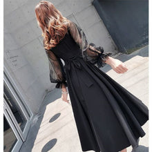 画像をギャラリービューアに読み込む, パーティドレス シースルー パフスリーブ リボン 結婚式