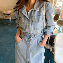 画像をギャラリービューアに読み込む, デニムワンピース サイドベルト ポケット