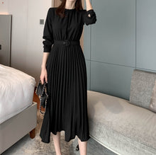 画像をギャラリービューアに読み込む, プリーツワンピース ロングワンピ 結婚式 パーティードレス 長袖