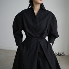 画像をギャラリービューアに読み込む, ワンピース 長袖 Ａライン スキッパー ロング丈