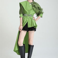 画像をギャラリービューアに読み込む, アシンメトリー チュール ドッキング ブラウス パフ