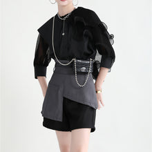 画像をギャラリービューアに読み込む, アシンメトリー チュール ドッキング ブラウス パフ