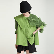 画像をギャラリービューアに読み込む, アシンメトリー チュール ドッキング ブラウス パフ