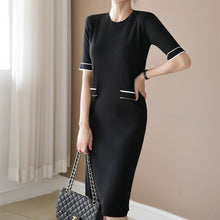 画像をギャラリービューアに読み込む, 配色ラインカーディガンワンピースセット2色