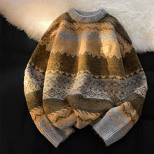 画像をギャラリービューアに読み込む, メンズ ニット セーター ネイティブ柄 秋春コーデ 総柄 2色