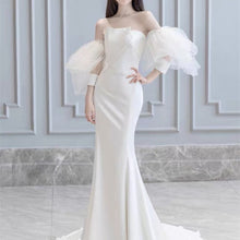 画像をギャラリービューアに読み込む, オフショルダー ボリューム袖 マーメイドドレス 2色