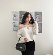 画像をギャラリービューアに読み込む, オフショルダー レース ニット レデイース  2色