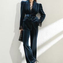 画像をギャラリービューアに読み込む, エレガント セットアップ パンツスーツ 2ピース ベルベット