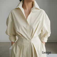 画像をギャラリービューアに読み込む, ワンピース 長袖 Ａライン スキッパー ロング丈