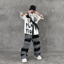 画像をギャラリービューアに読み込む, メンズ デニムパンツ クラッシュデニム ワイド ダメージ加工