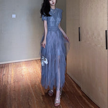 画像をギャラリービューアに読み込む, ワンピース 半袖 パーティードレス ボリュームスカート 2色