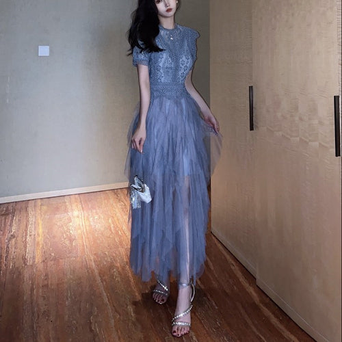 ワンピース 半袖 パーティードレス ボリュームスカート 2色