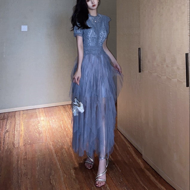 ワンピース 半袖 パーティードレス ボリュームスカート 2色