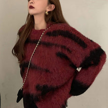 画像をギャラリービューアに読み込む, オーバーフィット モヘア風 ゼブラ ニット 2色