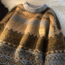 画像をギャラリービューアに読み込む, メンズ ニット セーター ネイティブ柄 秋春コーデ 総柄 2色