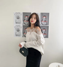 画像をギャラリービューアに読み込む, オフショルダー レース ニット レデイース  2色