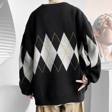 画像をギャラリービューアに読み込む, ニットセーター アーガイル柄 メンズ レトロ 2色
