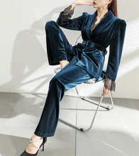 画像をギャラリービューアに読み込む, エレガント セットアップ パンツスーツ 2ピース ベルベット