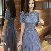 画像をギャラリービューアに読み込む, ワンピース 半袖 パーティードレス ボリュームスカート 2色