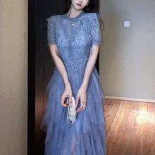 画像をギャラリービューアに読み込む, ワンピース 半袖 パーティードレス ボリュームスカート 2色