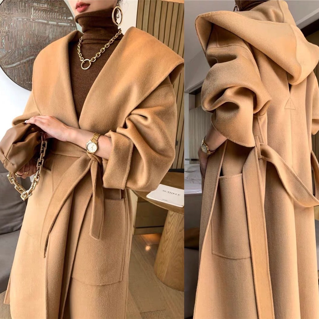 ウール コート フーディー  ロングコート  レデイース 2色