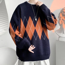 画像をギャラリービューアに読み込む, ニットセーター アーガイル柄 メンズ レトロ 2色