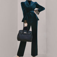 画像をギャラリービューアに読み込む, エレガント セットアップ パンツスーツ 2ピース ベルベット