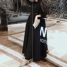 画像をギャラリービューアに読み込む, パーティドレス 袖シフォン ロングワンピ マキシ丈 結婚式