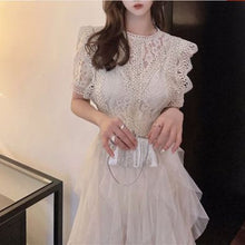 画像をギャラリービューアに読み込む, ワンピース 半袖 パーティードレス ボリュームスカート 2色